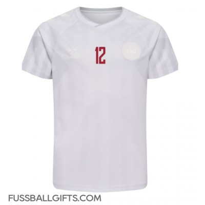 Dänemark Kasper Dolberg #12 Fußballbekleidung Auswärtstrikot WM 2022 Kurzarm